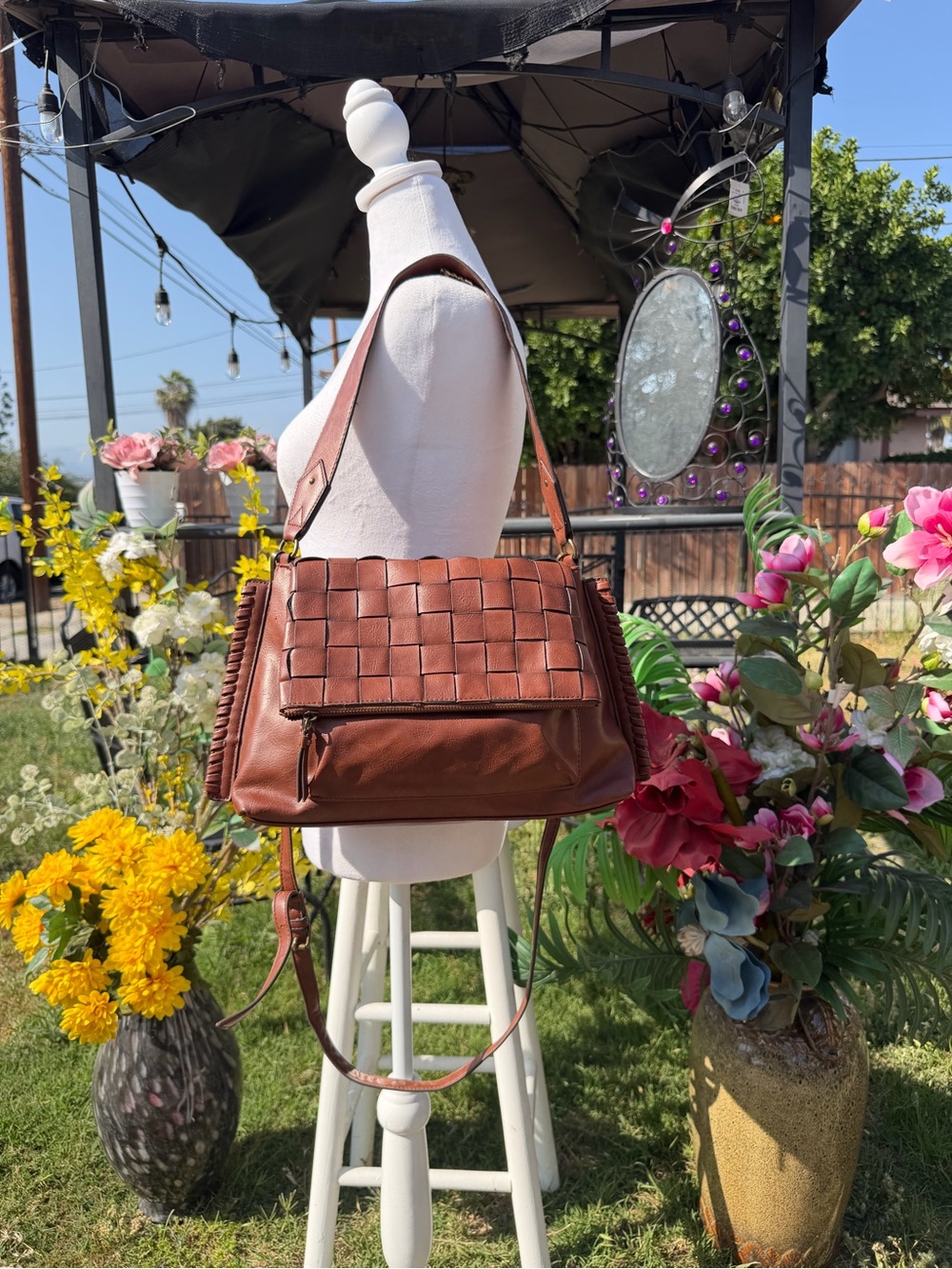 Othr Woven Chestnut Leather Shoulder Bag